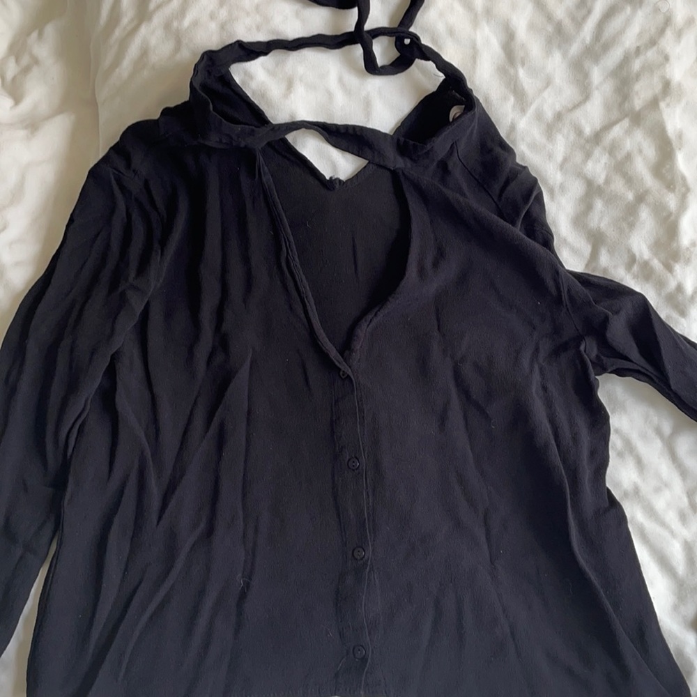Zara V neck Tie, Button up Top
